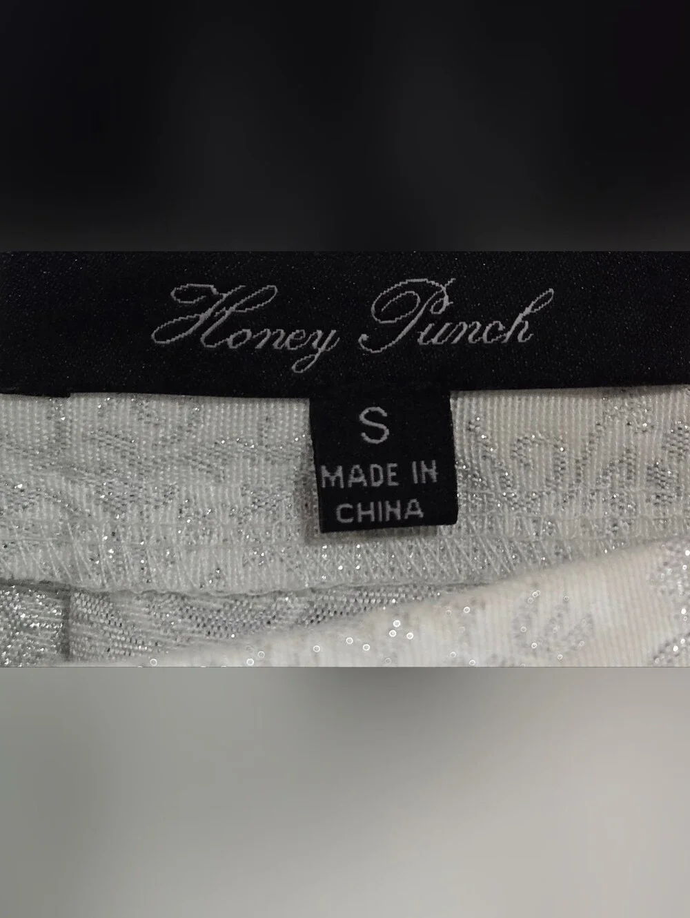 Honey Punch White Silver Brocade Formal Pleated Skater Skirt NWOT S